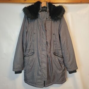 LIVIK (Addition Elle) Grey Insulated Parka With Faux Fur Trimmed Hood